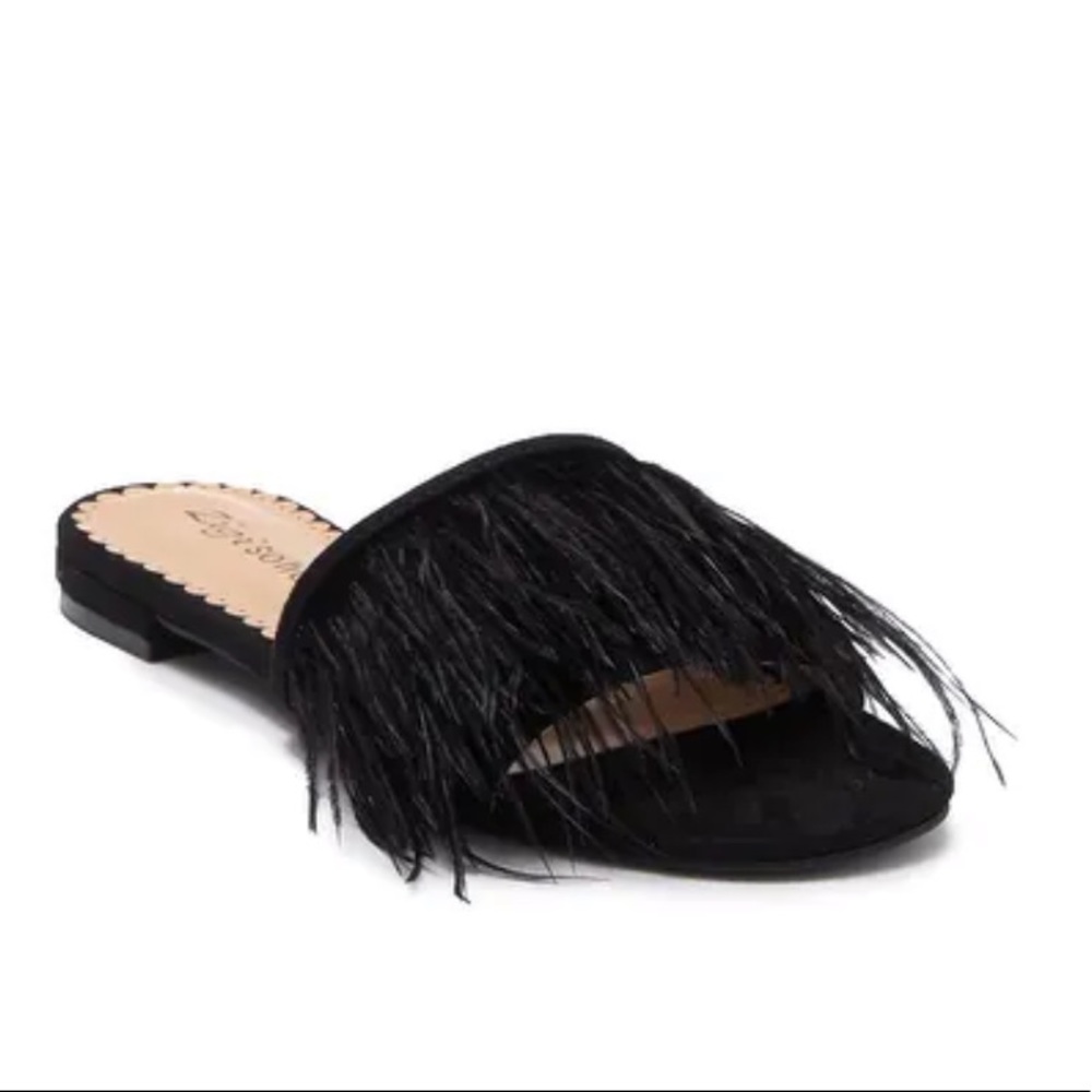 Black Feather Sandals